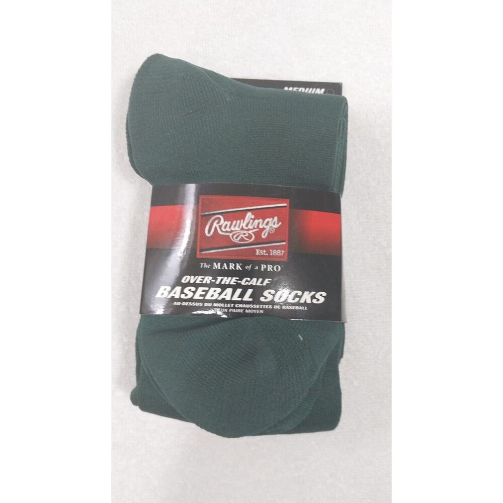 Rawlings Baseball Socks (2 Pair), Green Medium Youth Over The Calf New